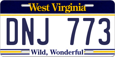 WV license plate DNJ773