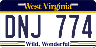 WV license plate DNJ774