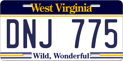 WV license plate DNJ775