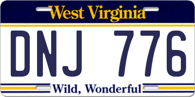 WV license plate DNJ776