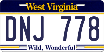 WV license plate DNJ778