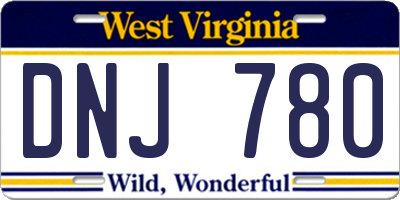 WV license plate DNJ780