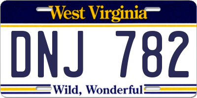 WV license plate DNJ782