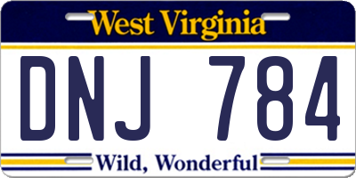 WV license plate DNJ784