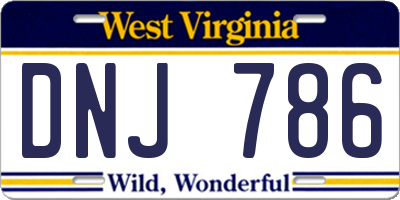 WV license plate DNJ786
