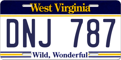 WV license plate DNJ787