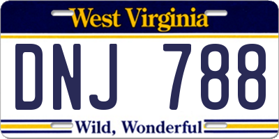 WV license plate DNJ788
