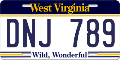 WV license plate DNJ789