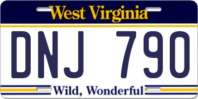 WV license plate DNJ790
