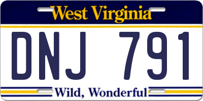 WV license plate DNJ791