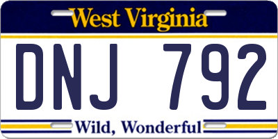 WV license plate DNJ792