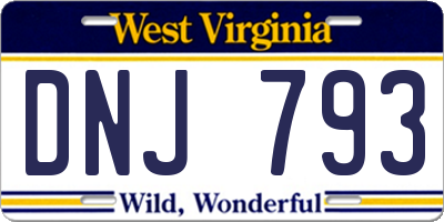WV license plate DNJ793