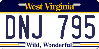 WV license plate DNJ795