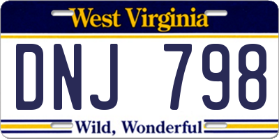 WV license plate DNJ798