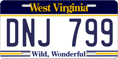 WV license plate DNJ799