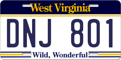 WV license plate DNJ801