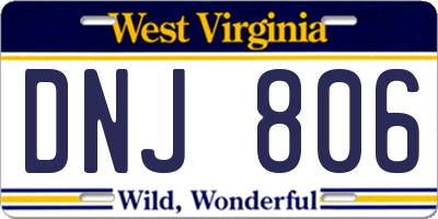 WV license plate DNJ806