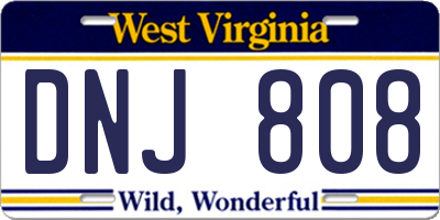 WV license plate DNJ808