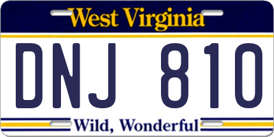 WV license plate DNJ810