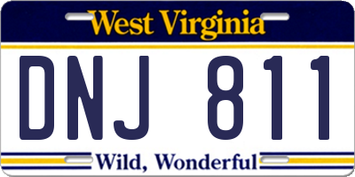 WV license plate DNJ811