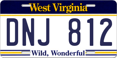 WV license plate DNJ812