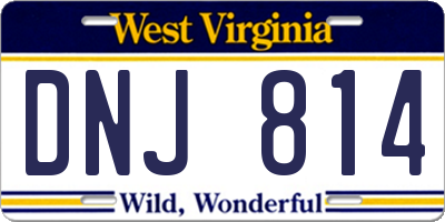 WV license plate DNJ814