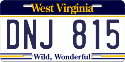 WV license plate DNJ815