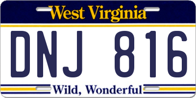 WV license plate DNJ816