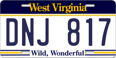 WV license plate DNJ817