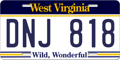 WV license plate DNJ818