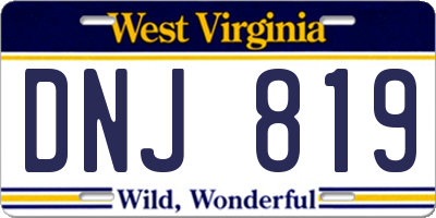 WV license plate DNJ819