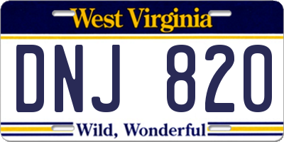 WV license plate DNJ820