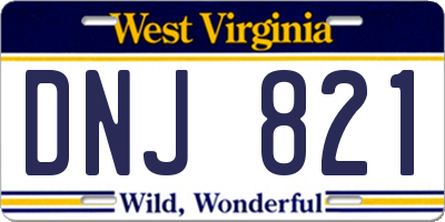 WV license plate DNJ821