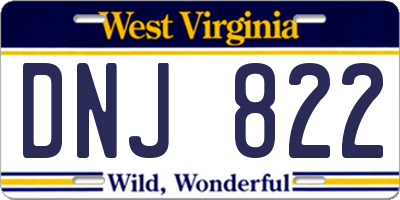 WV license plate DNJ822