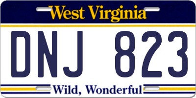 WV license plate DNJ823
