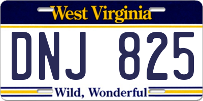 WV license plate DNJ825