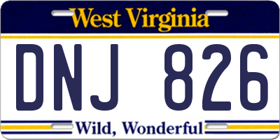 WV license plate DNJ826