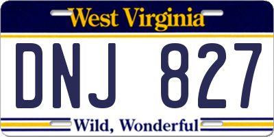 WV license plate DNJ827