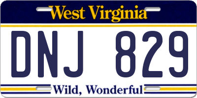 WV license plate DNJ829