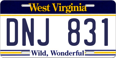 WV license plate DNJ831