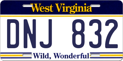 WV license plate DNJ832