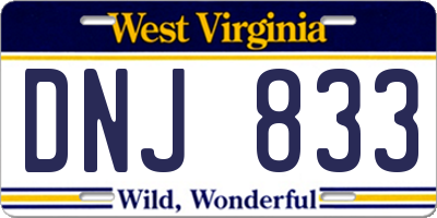 WV license plate DNJ833