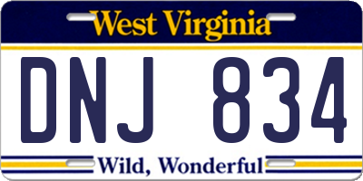WV license plate DNJ834