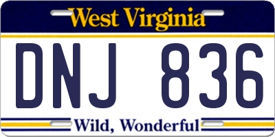 WV license plate DNJ836