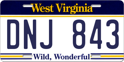 WV license plate DNJ843