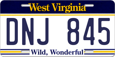 WV license plate DNJ845