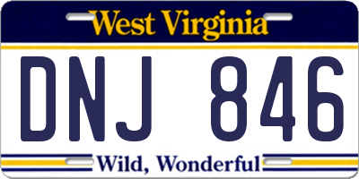 WV license plate DNJ846