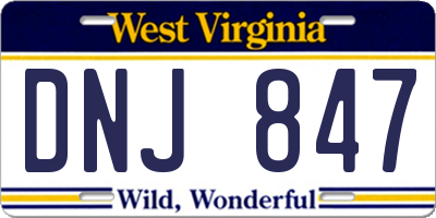 WV license plate DNJ847