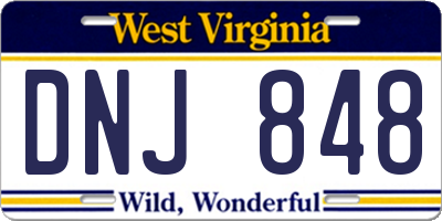 WV license plate DNJ848
