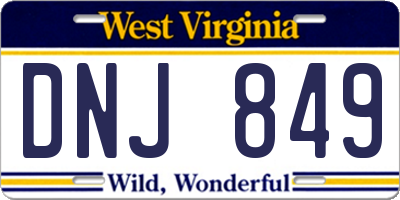 WV license plate DNJ849